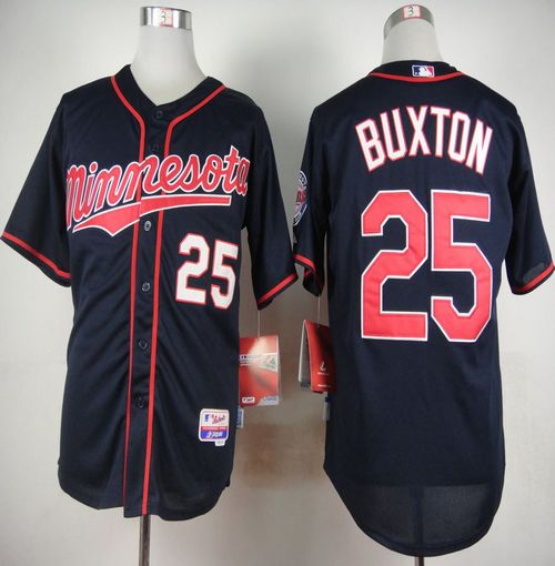 Twins #25 Byron Buxton Navy Blue Alternate Road Cool Base Stitched MLB Jersey - Click Image to Close